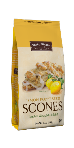 Sticky Fingers Lemon Poppyseed Scones Mix Perspective: front