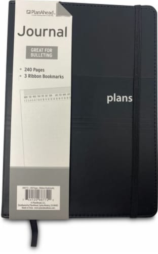 PlanAhead Black Leatherette Flex Bullet Log Journal Perspective: front