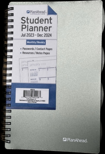 PlanAhead® July 2023 - December 2024 Monthly and Weekly Student Planner - Medium Metallic Perspective: front