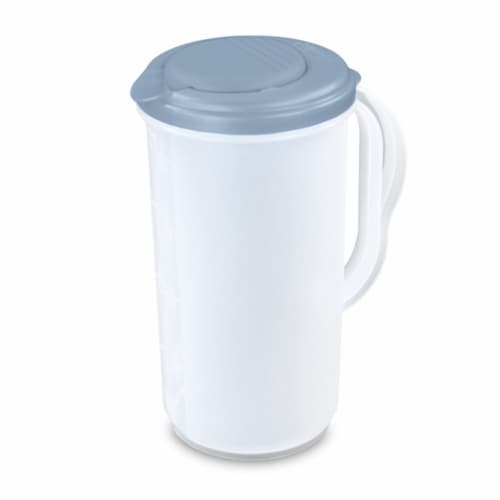 Sterilite 2 Quart, 64oz Clear Plastic Flip Top Drink Pitcher with Lid (6 Pack) Perspective: front