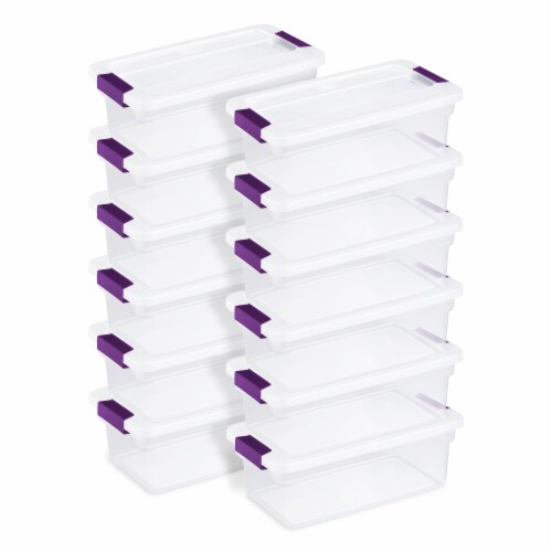 Sterilite 6 Qt Clear View Box Clear with Latches Purple