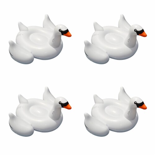 4-Pack Swimline Giant Inflatable Ride-On 75-Inch Swan Floats | 4 x 90621 Perspective: front