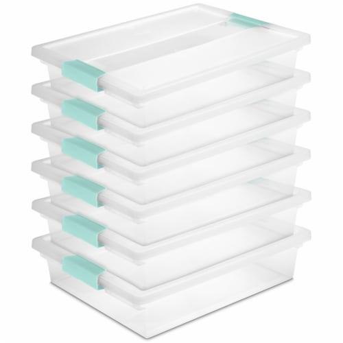 Sterilite 5.7 Qt. Large Plastic Stackable Storage Bin w/Clear Latch Lid (6  Pack), 6pk - Baker's