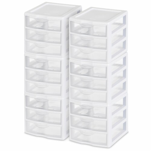 Sterilite Clear Plastic Stackable Small 3 Drawer Storage System