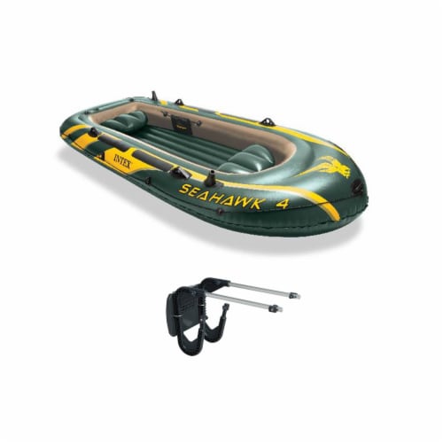 Kroger - Intex Seahawk 4 Inflatable Boat Set + Oars/Pump/Motor Mount |  68351E+ 68624E, 1 Piece