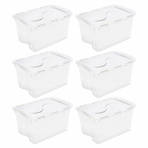 Sterilite 48 Quart Hinged Lid Storage Box Plastic Stackable Bin with Lid, 6  Pack, 1 Piece - Baker's