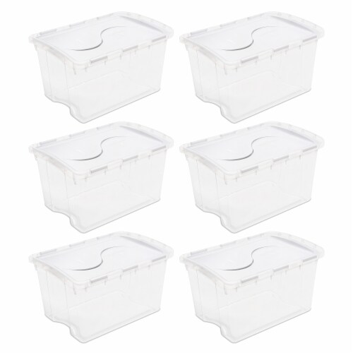 Sterilite 48 Quart Hinged Lid Storage Box Plastic Stackable Bin