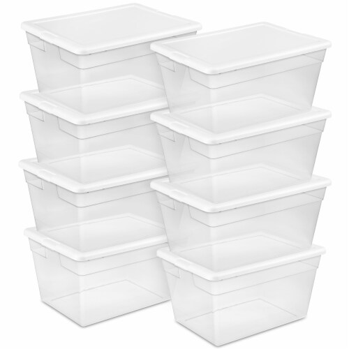 Sterilite 64 qt Latching Plastic Holiday Storage Bin Clear Container, (12 Pack)