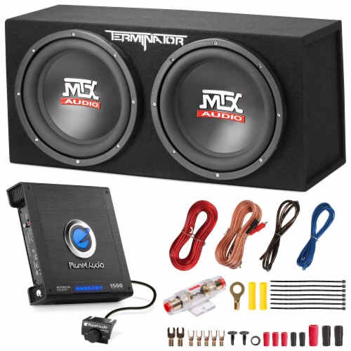 MTX TNE212D 12 1200W Dual Loaded Car Subwoofers Box & 1500W Amp