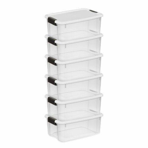 Sterilite 18 Qt Clear Plastic Stackable Storage Bin w/ White Latch Lid, (6  Pack), 6pk - Gerbes Super Markets