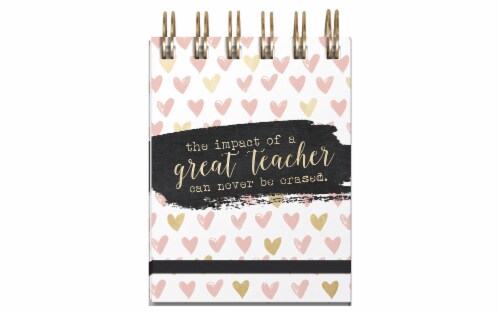 Lady Jayne Spiral Note Pad Chalk Hearts Foil Perspective: front