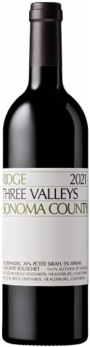 Ridge Vineyards Three Valleys Sonoma County Red Blend Perspective: front