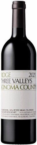Ridge Vineyards Three Valleys Sonoma County Red Blend Perspective: front