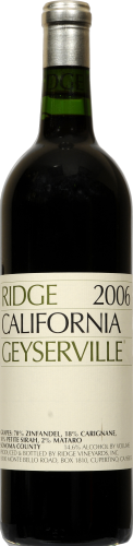 Ridge Geyserville Zinfandel Perspective: front