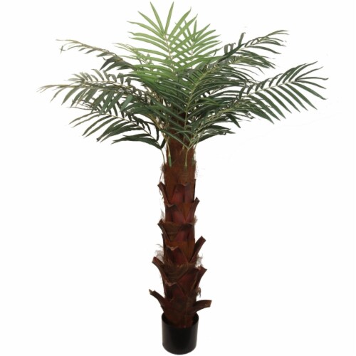 Artificial Silk Areca Palm Tree House Plant in Black Pot 6' Perspective: front
