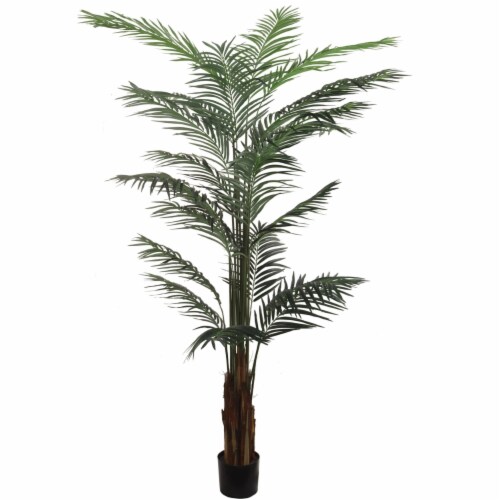 Artificial Silk Areca Palm Tree House Plant in Black Pot  8' Perspective: front