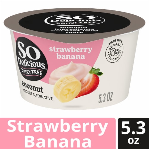So Delicious Dairy Free Strawberry Banana Coconut Milk Yogurt Cup Perspective: front