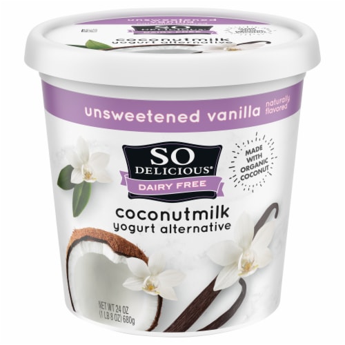 SO Delicious® Unsweetened Vanilla Dairy Free Coconutmilk Yogurt Tub Perspective: front