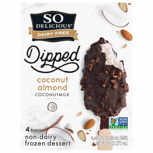 So Delicious Dairy Free Dipped Coconut Almond Coconut Milk Frozen Dessert Bar Packet Perspective: front