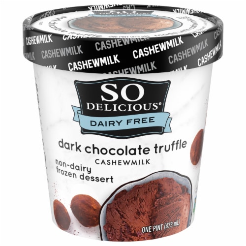 SO Delicious Dairy Free Dark Chocolate Truffle Cashewmilk Frozen Dessert Perspective: front