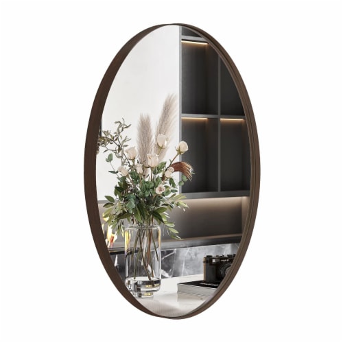 ANDY STAR Modern 22 x 30 Inch Oval Wall Hanging Bathroom Mirror, Brushed Bronze Perspective: front