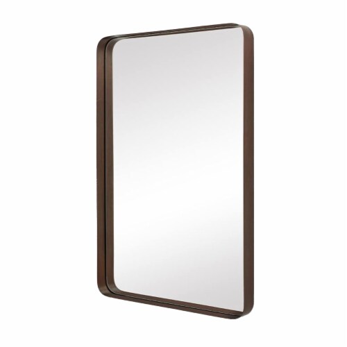 ANDY STAR 24 x 36 Inch Rectangular Recessed Contemporary Vanity Mirror, Bronze Perspective: front