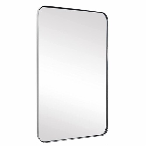 ANDY STAR Modern 20 x 28 Inch Rectangular Hanging Vanity Mirror, Brushed Nickel Perspective: front