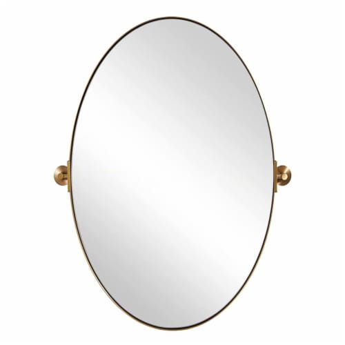 ANDY STAR Modern 22 x 34 Inch Oval Wall Hanging Bathroom Mirror, Brushed Gold Perspective: front