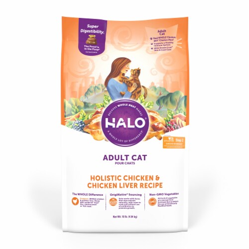 HALO Chicken & Chicken Liver Natural Dry Adult Cat Food Perspective: front