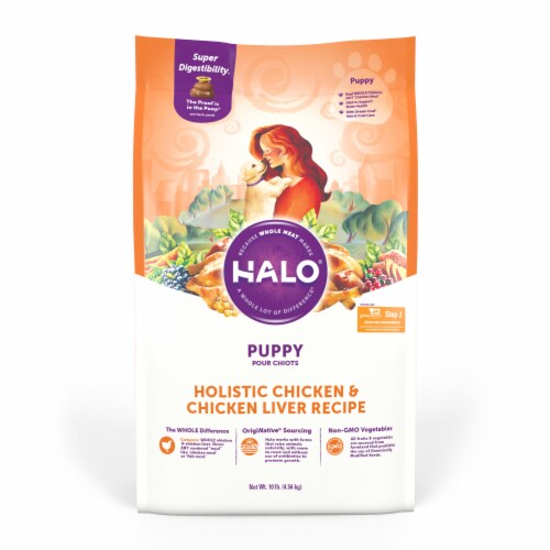 HALO Chicken & Chicken Liver Natural Dry Puppy Food Perspective: front