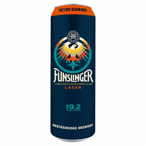Breckenridge Brewery Funslinger Never Summer Lager Beer Perspective: front