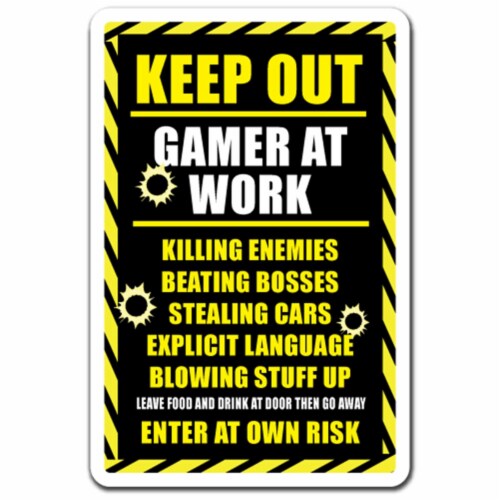 SignMission 5 x 7 in. Keep Out Gamer At Work Decal - Xbox PS3 PS4 Playstation Warning Perspective: front