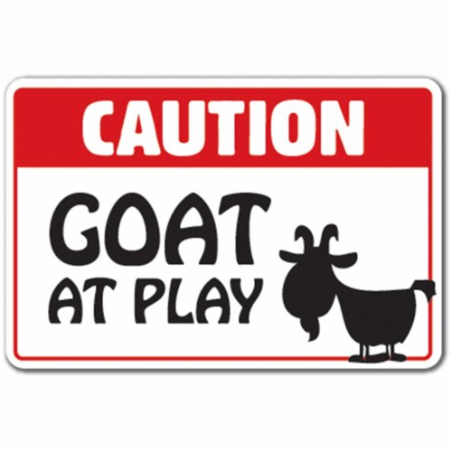 SignMission 8 x 12 in. Caution Goat At Play Decal - Animalfarm Country Parking Perspective: front