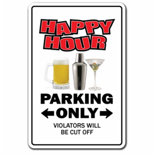 SignMission 8 x 12 in. Happy Hour Decal - Bar Drinker Drunk Bartender Liquor Beer Tap Perspective: front
