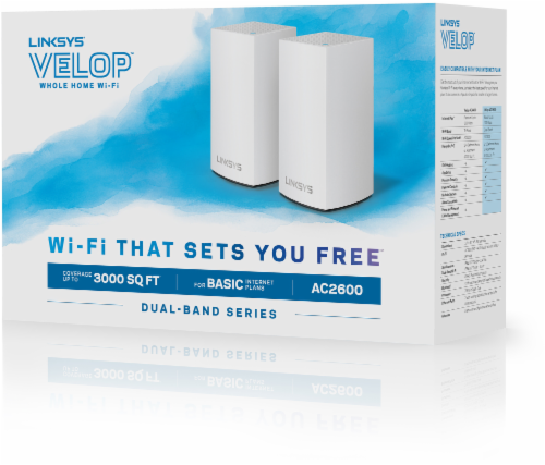 Linksys Velop Intelligent Mesh Wi-Fi System - White (AC2600) Perspective: front