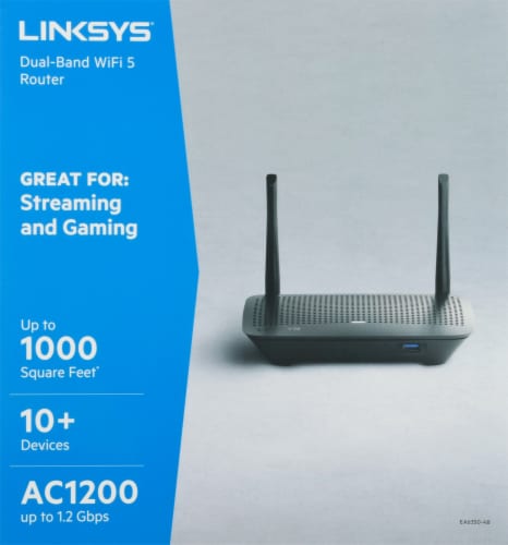 Linksys® Dual-Band WiFi 5 Router Perspective: front