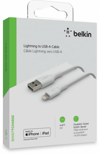 Belkin Lightning to USB-A Cable - White Perspective: front