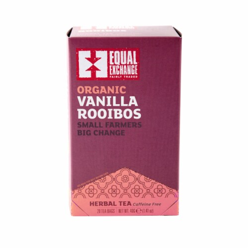 Equal Exchange Organic Vanilla Rooibos Herbal Tea Bags Perspective: front