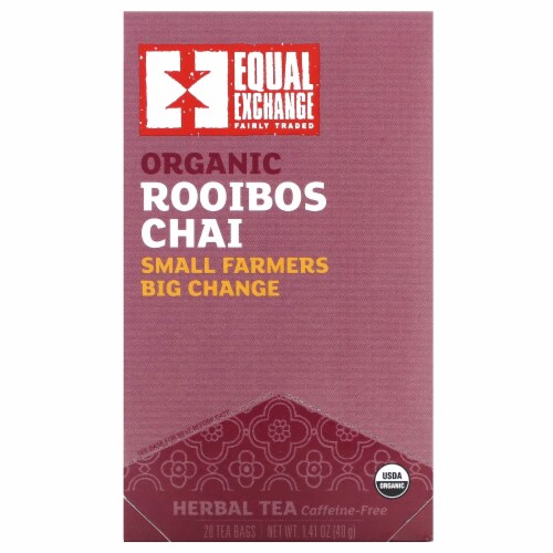 Equal Exchange Organic Rooibos Chai Herbal Tea Caffeine-Free 20 Tea ...