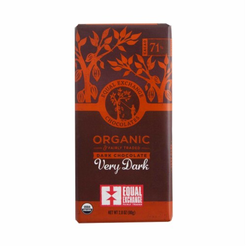 Equal Exchange Organic 71% Cacao Very Dark Chocolate Bar Perspective: front