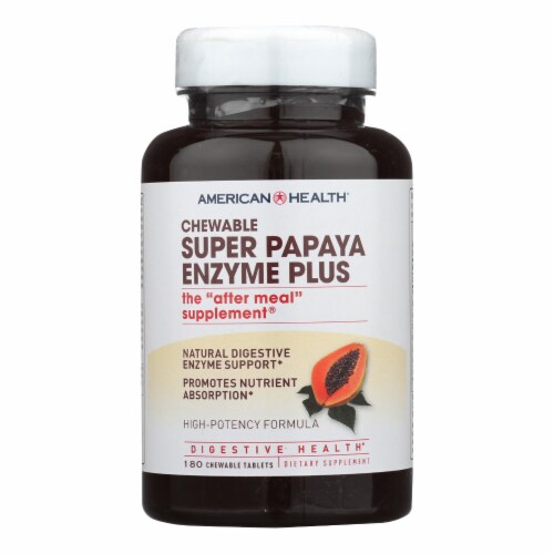American Health - Super Papaya Enzyme Plus Chewable - 180 Chewable Tablets Perspective: front