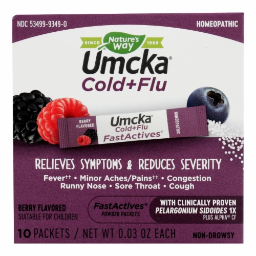 Nature's Way - Umcka FastActives Cold Plus Flu Relief Berry - 10 Packets Perspective: front