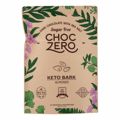 Choczero - Keto Bark Dark Chocolate Almonds - Case of 12-6 oz. Perspective: front