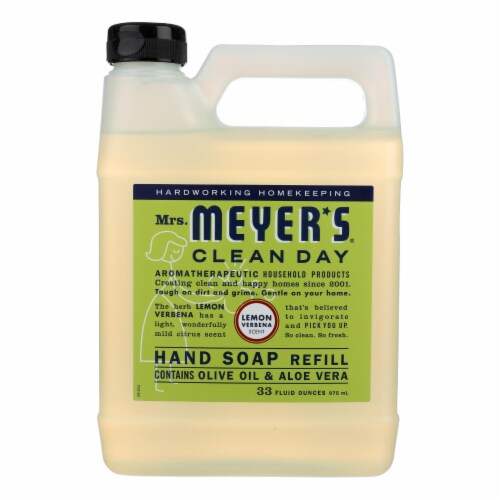 Mrs. Meyer's Clean Day - Liquid Hand Soap Refill - Lemon Verbena - Case of 6 - 33 fl oz. Perspective: front
