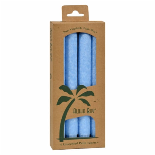 Aloha Bay - Palm Tapers - Light Blue Candles - Unscented - 4 Pack Perspective: front