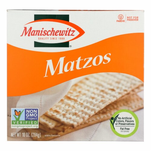 Manischewitz - Matzos Crackers - Unsalted - Case of 12 - 10 oz. Perspective: front