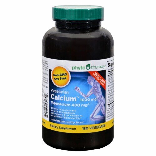 Phyto-Therapy Vegetarian Calcium with Magnesium - 180 Capsules Perspective: front