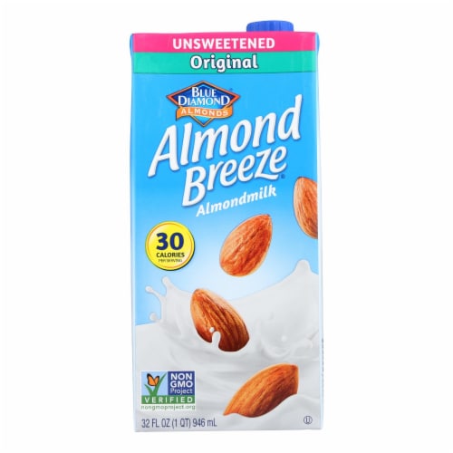 Almond Breeze - Almond Milk - Unsweetened Original - Case of 12 - 32 fl oz. Perspective: front