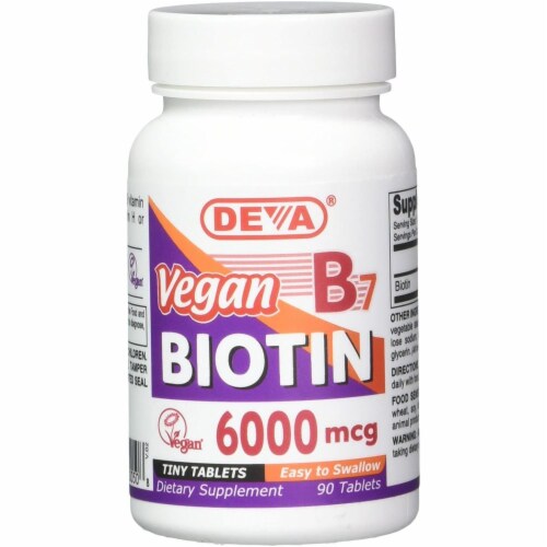 Deva Vegan Vitamins - Vegan Biotin 6000 Mcg - 90 Tablets Perspective: front