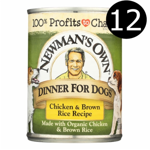 Newman's Own Organics Premium Dog Food and Brown Rice - Chicken - Case of 12 - 12.7 oz. Perspective: front